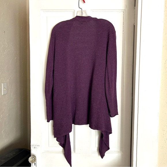 Eileen Fisher Waterfall Cardigan Aubergine Sz MED - Picture 2 of 4
